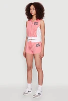 Womens 25 Graphic Hooded Zip Front Vest,