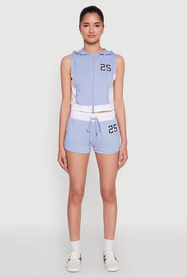 Womens 25 Graphic Contrast Trim Shorts,