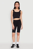 Womens Grommet Side Cropped Tank Top,