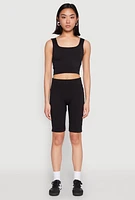 Womens Grommet Side Cropped Tank Top,