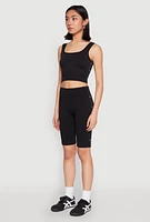 Womens Grommet Side Cropped Tank Top,