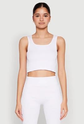Womens Grommet Side Cropped Tank Top, White, Size S-M
