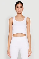 Womens Grommet Side Cropped Tank Top, White, Size S-M