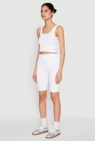 Womens Grommet Side Cropped Tank Top, White, Size S-M