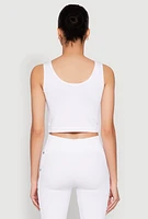 Womens Grommet Side Cropped Tank Top, White, Size S-M