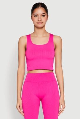 Womens Grommet Side Cropped Tank Top, Pink, Size L-XL