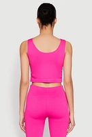 Womens Grommet Side Cropped Tank Top, Pink, Size L-XL
