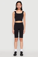 Womens Grommet Side Biker Shorts, Black,