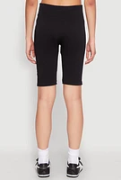 Womens Grommet Side Biker Shorts, Black,