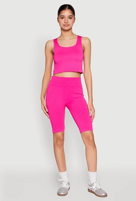 Womens Grommet Side Biker Shorts, Pink, Size L-XL
