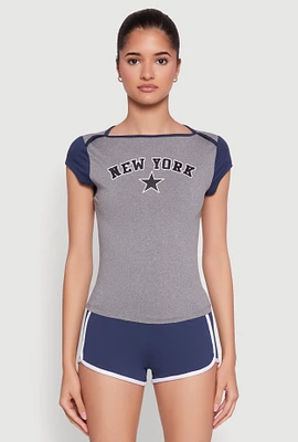 Womens New York Graphic Color Block T Shirt, Grey, Size M