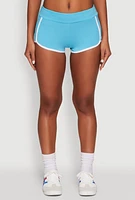 Womens Contrast Trim Dolphin Shorts, Blue, Size XL