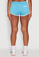 Womens Contrast Trim Dolphin Shorts, Blue, Size XL