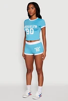 Womens Brooklyn 90 Graphic T Shirt, Blue, Size S