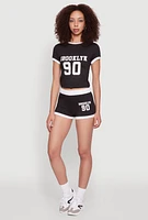 Womens Brooklyn 90 Graphic Shorts, Black, Size S
