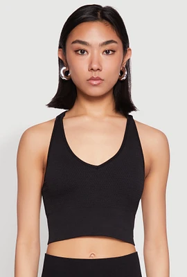 Womens Keyhole Back Cropped Tank Top, Black, Size S-M