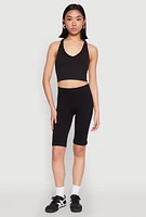 Womens Keyhole Back Cropped Tank Top, Black, Size S-M