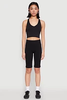 Womens Keyhole Back Cropped Tank Top, Black, Size S-M