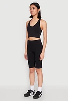 Womens Keyhole Back Cropped Tank Top, Black, Size S-M