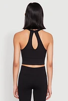 Womens Keyhole Back Cropped Tank Top, Black, Size S-M