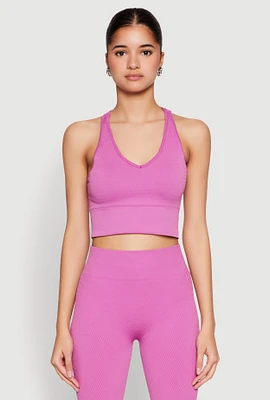 Womens Keyhole Back Cropped Tank Top, Purple, Size L-XL