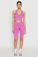 Womens Keyhole Back Cropped Tank Top, Purple, Size S-M
