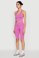 Womens Keyhole Back Cropped Tank Top, Purple, Size L-XL
