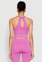 Womens Keyhole Back Cropped Tank Top, Purple, Size L-XL