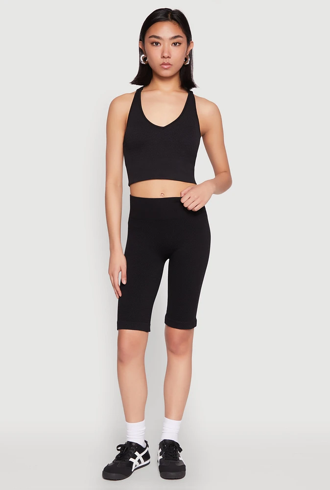 Womens Seamless Bermuda Bike Shorts, S-M