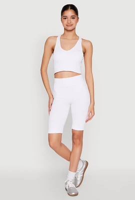 Womens Seamless Bermuda Bike Shorts, White, Size L-XL