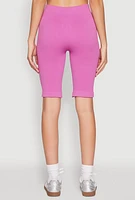 Womens Seamless Bermuda Bike Shorts, Purple, Size L-XL