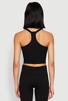 Womens Sleeveless Racerback Henley Crop Top,
