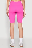 Womens Seamless Ribbed Button Detail Biker Shorts, Pink, Size S-M