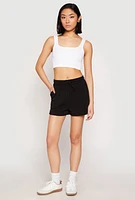 Womens High Waist Drawstring Sweatshorts,