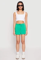 Womens High Waist Drawstring Sweatshorts, Green, Size M