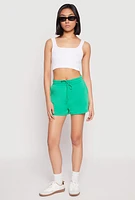 Womens High Waist Drawstring Sweatshorts, Green, Size M