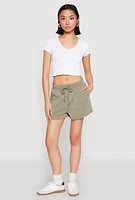 Womens High Waist Drawstring Sweatshorts,