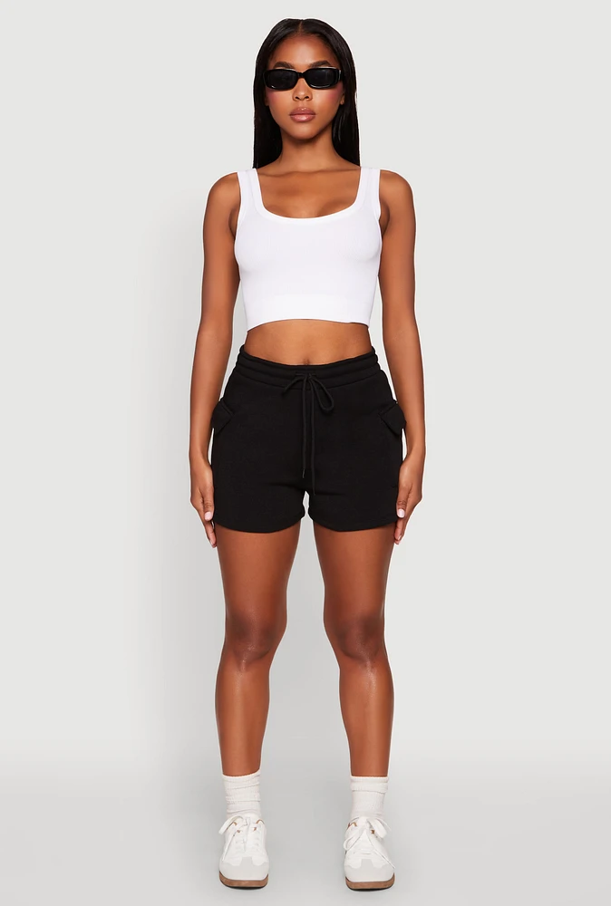 Womens Drawstring Cargo Sweatshorts,