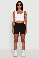 Womens Drawstring Cargo Sweatshorts,