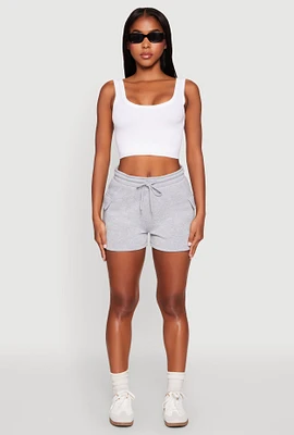 Womens Drawstring Cargo Sweatshorts, Grey, Size S