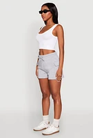 Womens Drawstring Cargo Sweatshorts, Grey, Size S