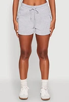 Womens Drawstring Cargo Sweatshorts, Grey, Size S