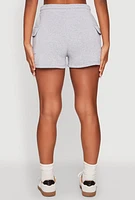 Womens Drawstring Cargo Sweatshorts, Grey, Size S