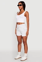 Womens Drawstring Cargo Sweatshorts, Grey, Size L