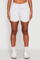 Womens Drawstring Cargo Sweatshorts, Grey, Size L