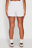 Womens Drawstring Cargo Sweatshorts, Grey, Size L