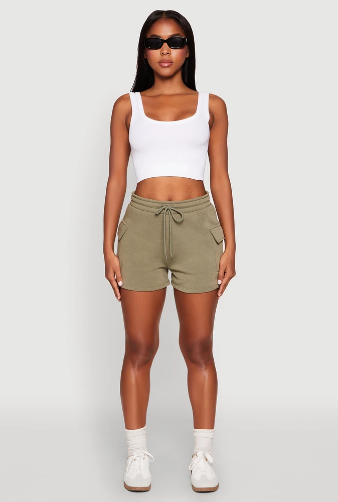 Womens Drawstring Cargo Sweatshorts, S
