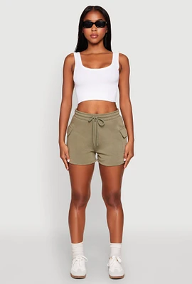 Womens Drawstring Cargo Sweatshorts, S