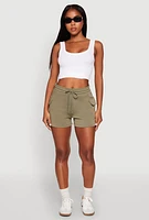 Womens Drawstring Cargo Sweatshorts, S