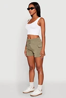 Womens Drawstring Cargo Sweatshorts, S